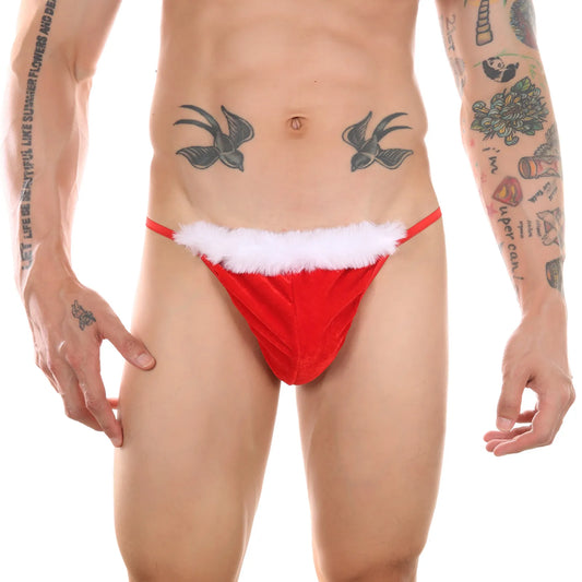 Sexy Men Christmas Lingerie Bikini Thong G-String T Back Underwear Crotchless Panties Novelty Erotic Lingerie Flirting Clothing