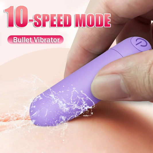 Portable Sex Toys Waterproof 10 Speed Bullet Vibrator for Clit Stimulator, USB Rechargeable Silver Bullet Vibrator For Women