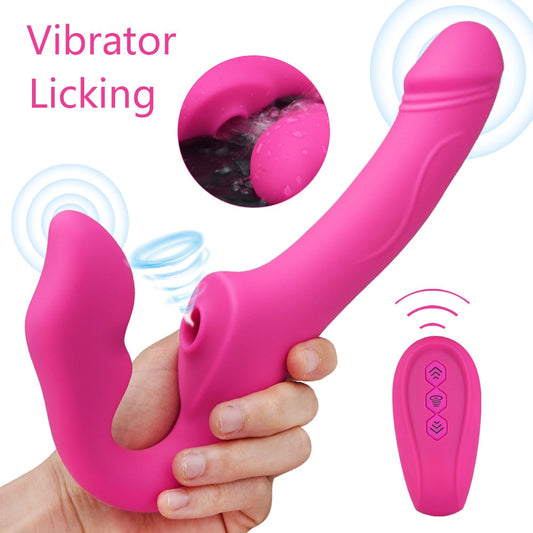 Strap on Dildo Clitoral Sucking Vibrator for Lesbian Clitoris Stimulator G Spot Vibrator Prostate Massager Sex Toys for Women - kinkykings