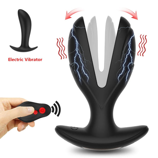 Electric Shock Anal Toy For Men Women Prostate Massager Vibrating Butt Plug Wireless Remote Anal Plug Dildo Vibrator Sex Toys - kinkykings