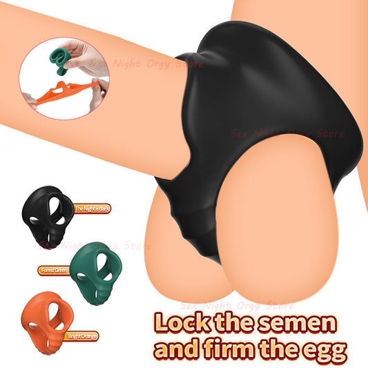Newest Cock Ring Penis Ring SM Scrotal Bind Chastity Cage For Men Longer And Harder Erection Delay Ejaculation Toy on Couple Sex - kinkykings