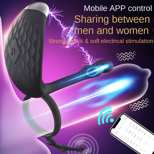 Electric Shock Penis Ring APP Bluetooth Vibrator for Couple prostate massager Cock Ring Smartphone Remote Control Sex Toys - kinkykings