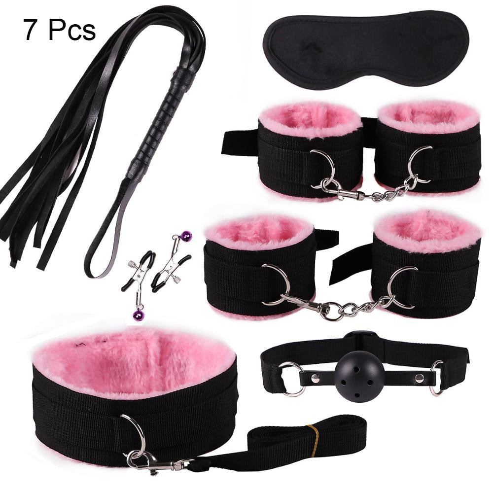 Set Of 7 BDSM Kit - Bondage Kit With Nipple Clamps And Sex Whips