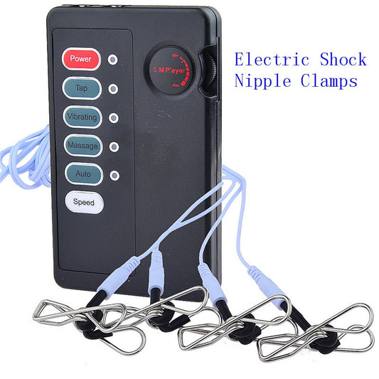 Electric Shock Nipple Clamps Sex Products Medical Themed Toys Clitoris Stimulator Massager Metal Breast Clip Sex Toys for Women - kinkykings