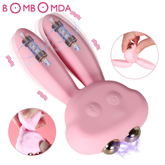 Sex Electric Shock Rabbit Vibrator Cute Shaped Nipple Massager Clitoris Stimulator Sex Toys for Women Adult Female Masturbator - kinkykings