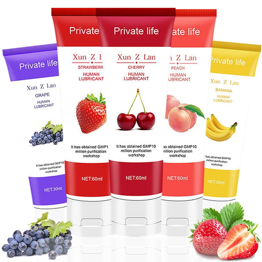 30/60ml Sex Lubricant Peach/Strawberry/Banana/Grape Sex Oil Vaginal/Anal/Penis Gel Adults oral products Fruit flavor Cream - kinkykings