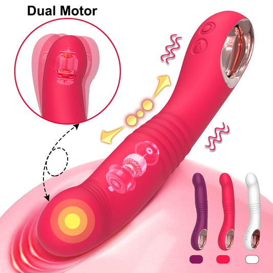10 Modes Telescopic Vibrator for Women High Speed Motor G-Spot Climax Dildo Vibrating Female Masturbator Adult Sex Toy for Woman - kinkykings