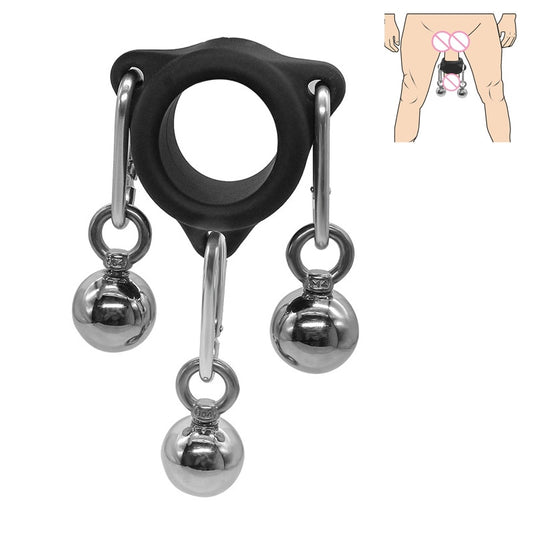 Penis Pump Rings Enlargement Metal Ball Heavy Weight Hanger Trainer Penile Stretcher Extender Exercise Device Sex Toys For Men - kinkykings