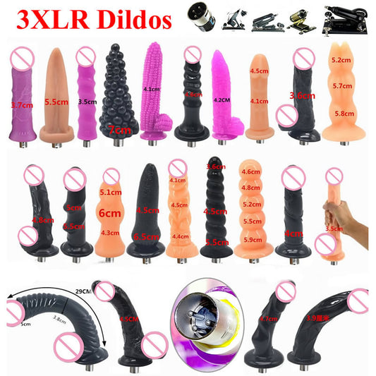 2020 New Traditional Sex Machine Attachment 3XLR Attachment Dildo Sex Love Machine penis accessories For Woman Man - kinkykings