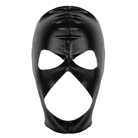 Unisex Latex Mask Sexy Role Play Shiny Metallic Open Eyes and Mouth Headgear Full Face Mask Hood for Cosplay Sexy Costume Masks - kinkykings