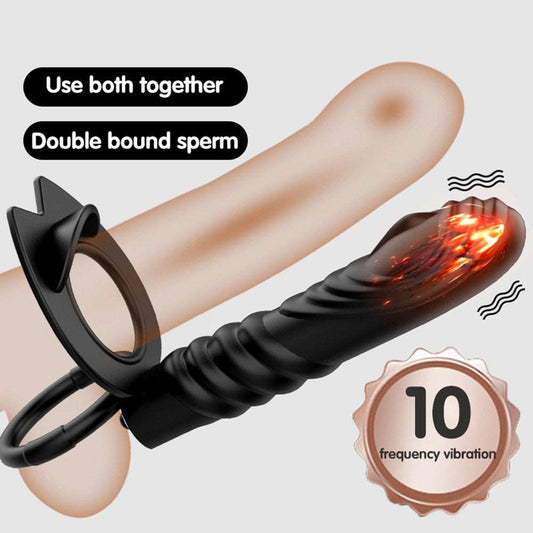 10 Frequency Double Penetration Anal Plug Dildo Vibrator Butt Plug Strap On Penis Vagina Vibrator Adult Sex Toys For Men Couples - kinkykings