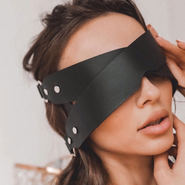 Products :: BDSM Bondage Leather Blindfold Sleep Mask Eye Blinders in Black