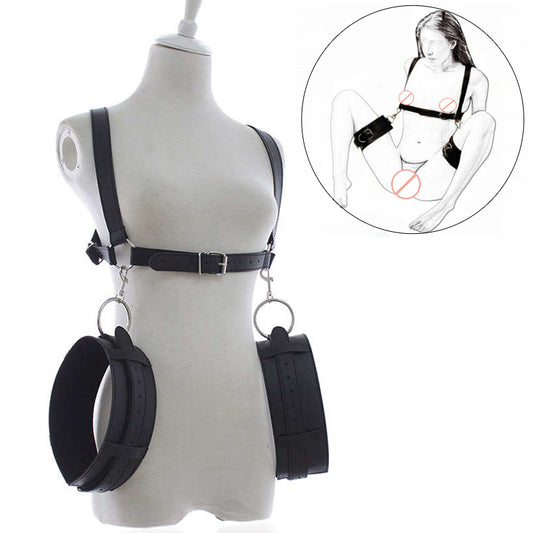 BDSM Thigh Sling Spreader,Leg Open Restraint Bondage Harness with Handcuffs,Sex Position Aid,Sexy Costumes - kinkykings