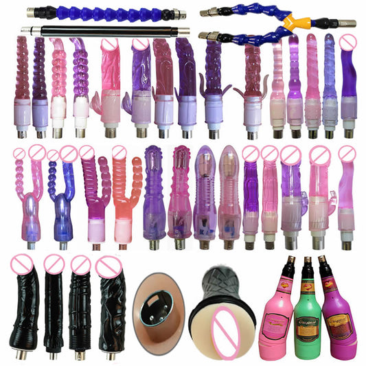 28 Types Sex Machine Attachments Dildos Accessories For 3XLR Machine With Big Jelly Dildo Anal Bead Plug Male Masturbation Cup - kinkykings